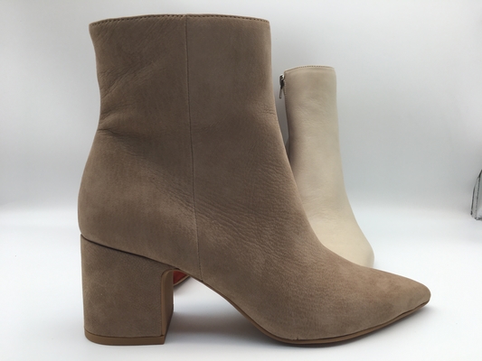 Zehen-Kleider-Halbstiefel der Frauen spitze, weiches Kuhveloursledernappaleder mit YKK-Reißverschluss, feste hölzerne Fersen mit Gummi-outsole