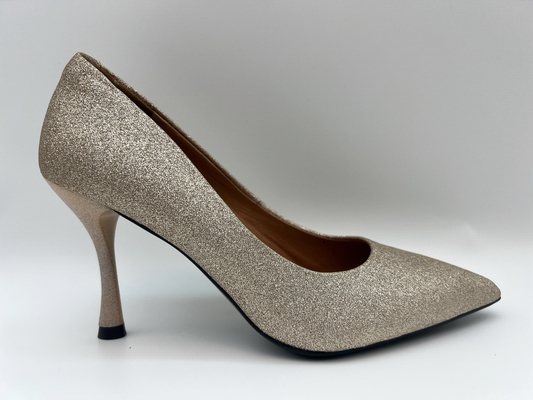 lt Gold die Schuhe der Funkeln-Frauen das 3 Zoll-Stilett schlossen Toe High Heel