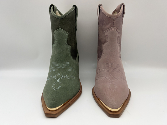 Kuhveloursleder und Segeltuch Kleiderstiefel oberer Frauen, Blume emboridery Entwurf ober, Metallzehenabdeckung und ABSferse