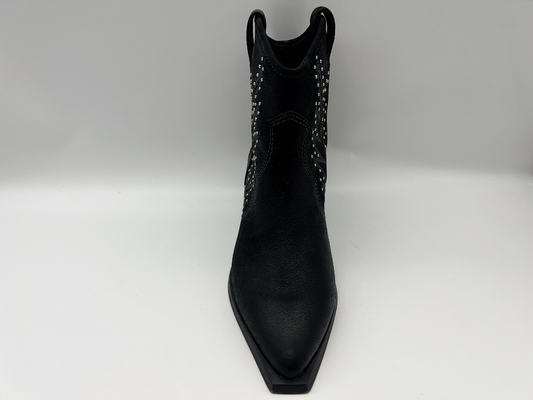 weiche Kuh Halbstiefel lederner Frauen Kleidermit Bolzen entwerfen, spitzer Zehenflacher absatz mit YKK-Nylonreißverschluß