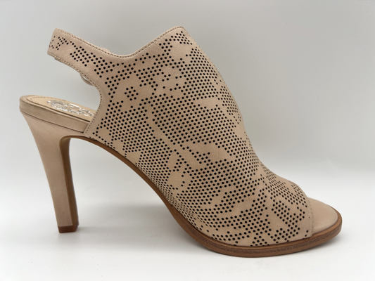 Brown/beige Velourleder-Schuhe öffnen Toe Round Toe Stiletto Heel-Sandalen