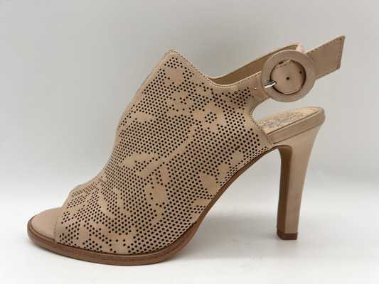 Brown/beige Velourleder-Schuhe öffnen Toe Round Toe Stiletto Heel-Sandalen