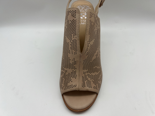 Brown/beige Velourleder-Schuhe öffnen Toe Round Toe Stiletto Heel-Sandalen