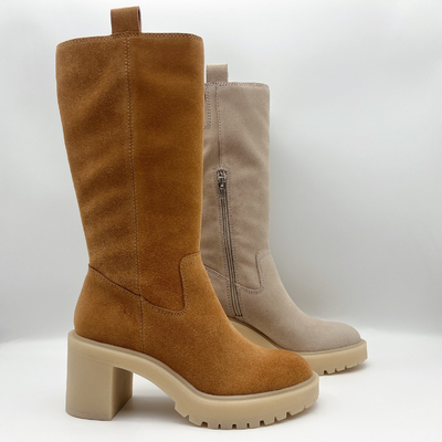 Weicher Velourleder Browns Stiefel Frauen Kleidermit 3/4 ykk Metallreißverschluß, Einteiler von TPR-outsole