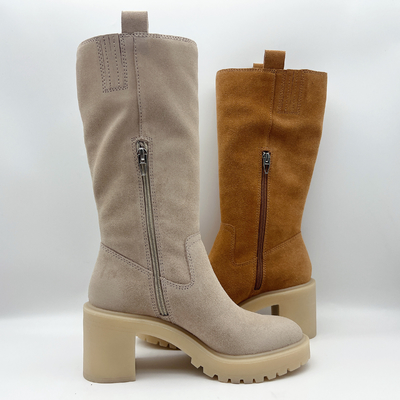 Weicher Velourleder Browns Stiefel Frauen Kleidermit 3/4 ykk Metallreißverschluß, Einteiler von TPR-outsole
