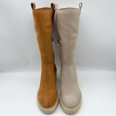 Weicher Velourleder Browns Stiefel Frauen Kleidermit 3/4 ykk Metallreißverschluß, Einteiler von TPR-outsole