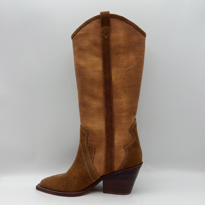 weiches Kuhvelourleder mit dem Segeltuch ober, echte lederne Stiefel der Winter spitzer Zehe Frauen Kleider