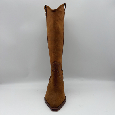 weiches Kuhvelourleder mit dem Segeltuch ober, echte lederne Stiefel der Winter spitzer Zehe Frauen Kleider