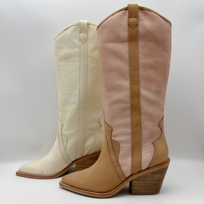 weiches Kuhvelourleder mit weichem Stickereisegeltuch, zeigte Stiefel hoher Frauen Knöchel der Zehe Kleider
