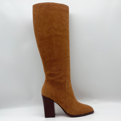 Die ledernen hohen Halbstiefel-quadratische Zehe ROHS der echten Frauen genehmigte