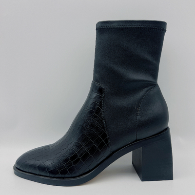 Schwarze spitze Toe Ankle Boots Square Abs-Ferse der zufälligen Frauen mit TPR Outsole