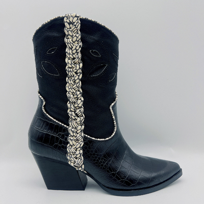 Stiefel-weiches Nappaleder-schwarze Krokodil-Druck-Halbstiefel Frauen SGS ROHS ledernes Kleider