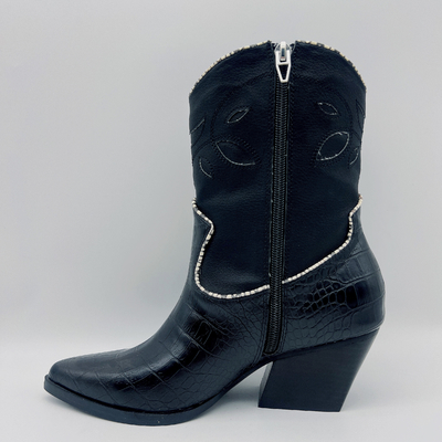 Stiefel-weiches Nappaleder-schwarze Krokodil-Druck-Halbstiefel Frauen SGS ROHS ledernes Kleider