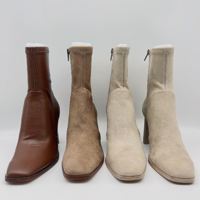 Weg von den ledernen Stiefeln weiche Tan Waterproof Leather Ankle Boots der weißen Frauen Kleider