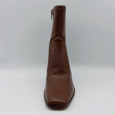 Lederne Stiefel Brown der Rundkopf-Frauen Kleidermit YKK-Metall Toe Zipper