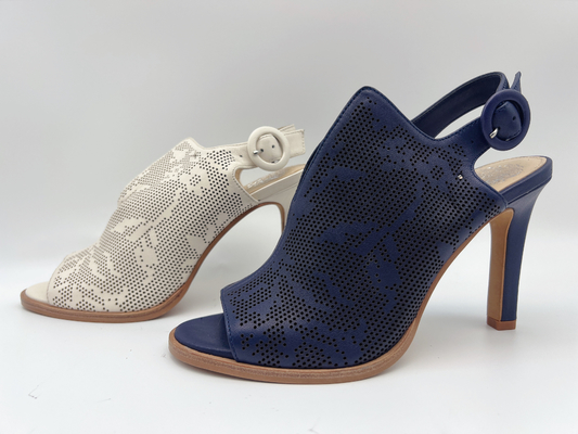 Damen-echte lederne Sandale-Marine/Knochen offener Toe High Heel Sandals