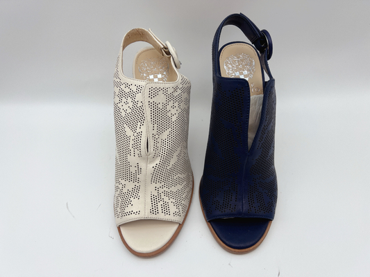 Damen-echte lederne Sandale-Marine/Knochen offener Toe High Heel Sandals