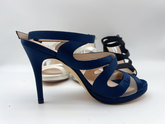 Offene Toe Stiletto Elastic Strap High-Fersen-Sandale-weiches Nappaleder/zusammenpassende weiche Masche