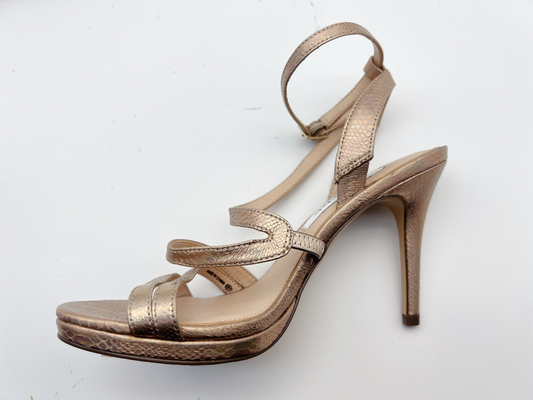 Elastische Verpackungs-Damen überziehen weich Sandale-dunkles Silber mit 5cm Stilett mit Leder