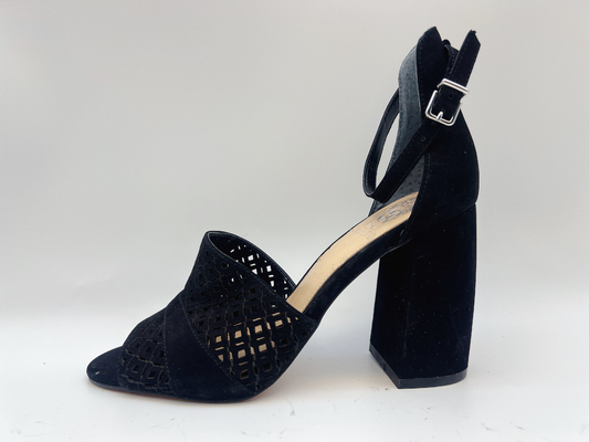 Weiche Nubuck-Damen überziehen weich Sandalen schwarzes #6-#11 mit Fischernetz-Oberleder mit Leder