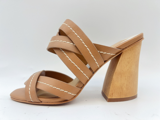 Tan Ankle Strap Womens Dress beschuht 3 Zoll-Chunky Heel Open Toe Sandals SGS