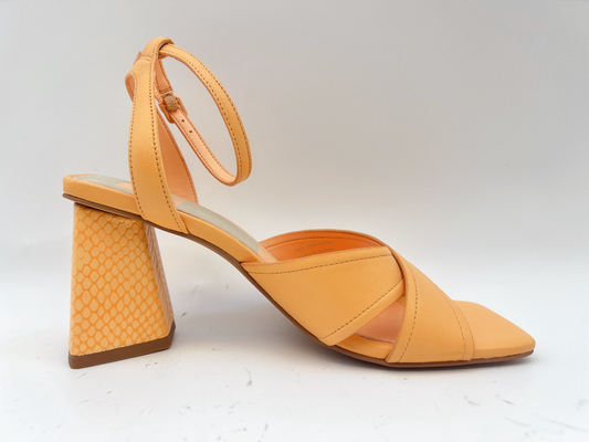 Orange Querder bügel-Pantoffel folgte lederner Quadrat-Toe Sandals ODM-/Soem-Frauen auf den Fersen