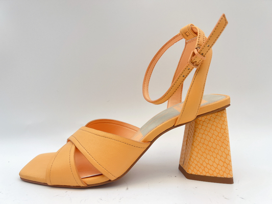 Orange Querder bügel-Pantoffel folgte lederner Quadrat-Toe Sandals ODM-/Soem-Frauen auf den Fersen