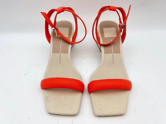 Orange Damen überziehen weich Sandale-einzelner Bügel-offenes Toe With Soft Nappa Leather-Oberleder mit Leder
