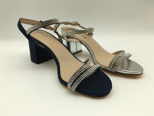 Offene Toe Soft Suede Black Leather-Bügel-Sandalen mit Edelstein-Entwurf