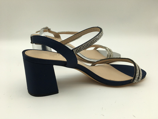 Offene Toe Soft Suede Black Leather-Bügel-Sandalen mit Edelstein-Entwurf