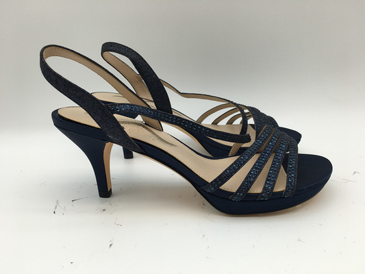 Flacher Absatz offener Toe Sandals der zufällige Damen-weicher lederner Sandale-Marine-3cm