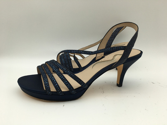 Flacher Absatz offener Toe Sandals der zufällige Damen-weicher lederner Sandale-Marine-3cm