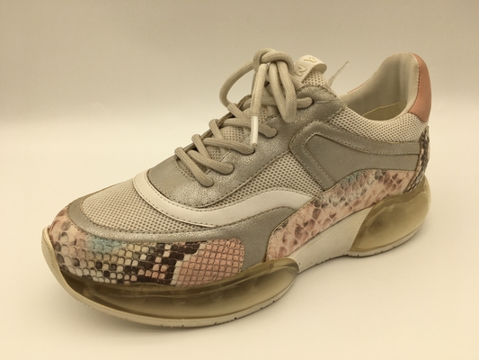 Damen zacken Pythonschlangen-Druck-Schuhe, bequeme lederne Tennis-Schuhe aus