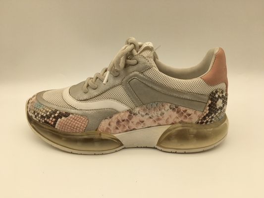 Damen zacken Pythonschlangen-Druck-Schuhe, bequeme lederne Tennis-Schuhe aus