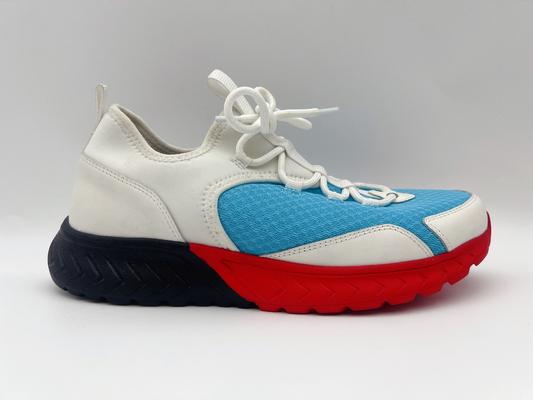Die Freizeit der roten blauen Frauen beschuht weiche Nappaleder-PU mit einer Einheit Gummi-Outsole