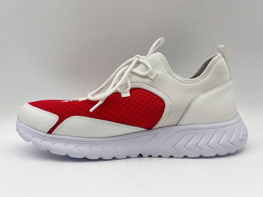 Die Freizeit der roten blauen Frauen beschuht weiche Nappaleder-PU mit einer Einheit Gummi-Outsole