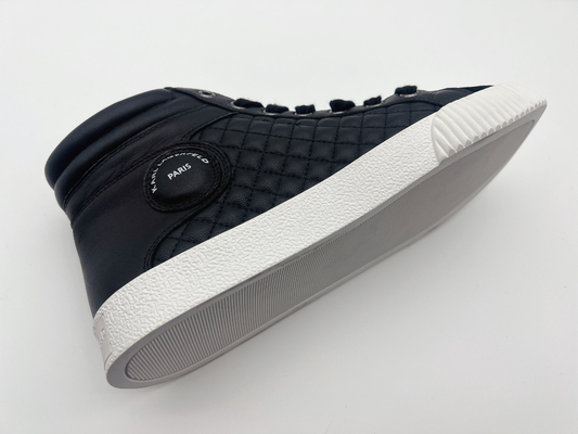 Echte lederne athletischer Sport-Schuh-hohe Spitzendamen schwarz mit Ykk-Metallreißverschluß