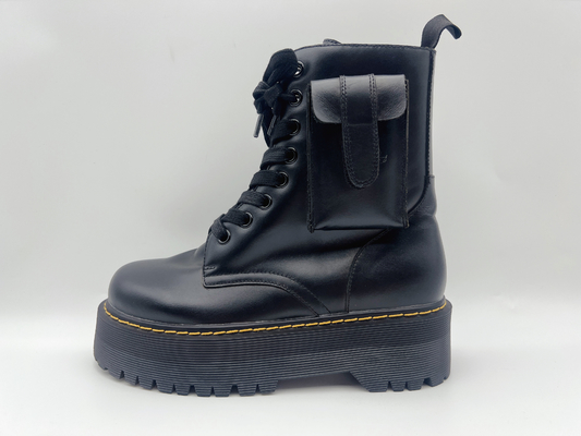 Kuh-schwarze wasserdichte die Arbeits-Schuhe der hohen Knöchel-Lederschuh-Frauen
