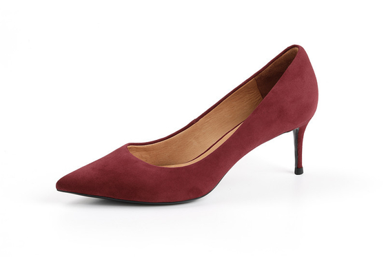 Burgunder-Arbeitsplatz-Frauen pumpt Schuh-hohen Absatz mit weichem echtem Velourleder