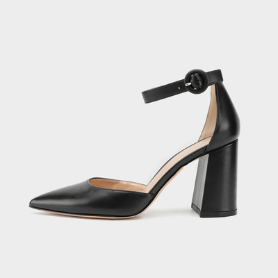 Quadratische Ferse Tan Ankle Strap Shoes, 8cm Knöchel-Bügel-Damenabendschuhe
