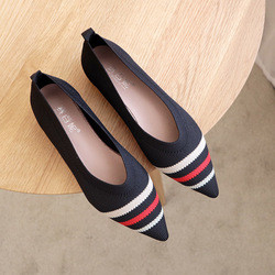 3d strickte die flachen moderne Lederschuh-moderne die Art der Vamp-Frauen