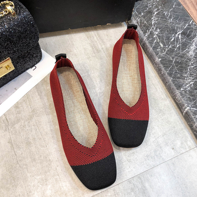 Großhandelsleichtgewichtler stricken gesponnene Schuhe 2021 Breathable flache Schuhe für Frauen-neue Arten