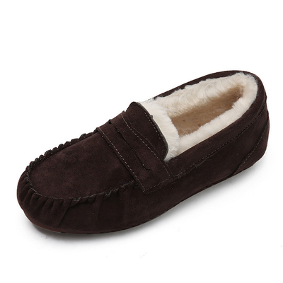 Warme Runden-Toe Velvet Cotton Plush One-Schritt-Schuhe des flachen Absatzes für Pendler