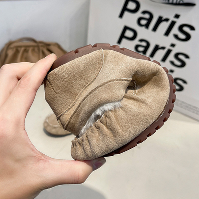 Warme Runden-Toe Velvet Cotton Plush One-Schritt-Schuhe des flachen Absatzes für Pendler