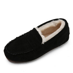 Warme Runden-Toe Velvet Cotton Plush One-Schritt-Schuhe des flachen Absatzes für Pendler