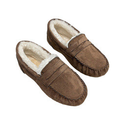 Warme Runden-Toe Velvet Cotton Plush One-Schritt-Schuhe des flachen Absatzes für Pendler