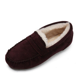 Warme Runden-Toe Velvet Cotton Plush One-Schritt-Schuhe des flachen Absatzes für Pendler