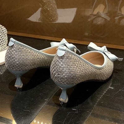 Spitze Hauptstöckelschuh-Patchwork-Farbe damen-Shallow Mouth Business elegante