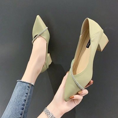 Eleganter Büro-Frühling zeigte zufällige quadratische Ferse Single Ladiess Lederschuh-4cm