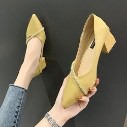 Eleganter Büro-Frühling zeigte zufällige quadratische Ferse Single Ladiess Lederschuh-4cm